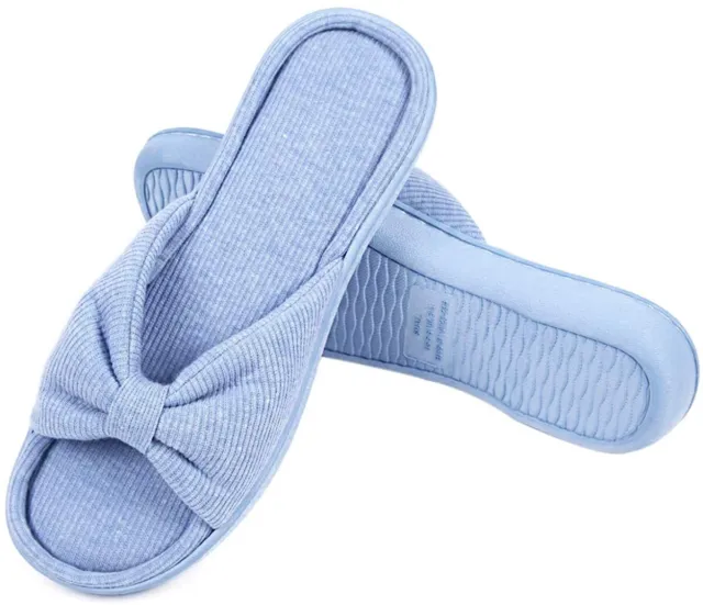 Caramella Bubble Womens Open Toe Summer Slippers Memory Foam, Blue, Size 5.5