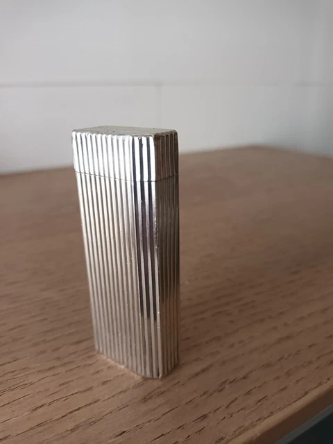 Accendino Cartier Paris 5 Lati Laminato Argento Funzionante Segnetti Utilizzo