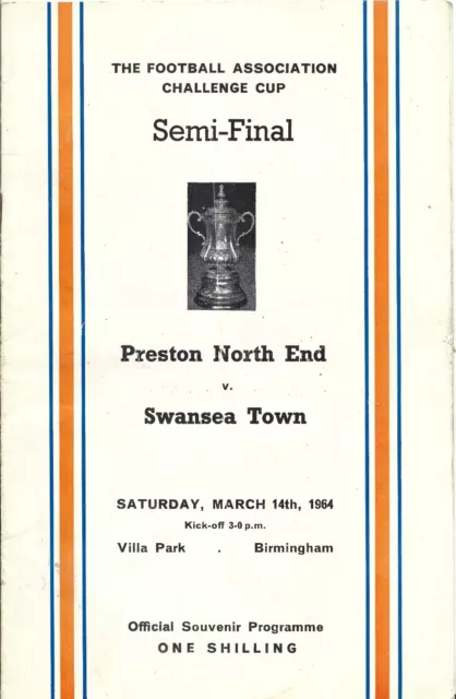 Preston North End v Swansea Town 1964 FA Cup Semi-Final Good condition