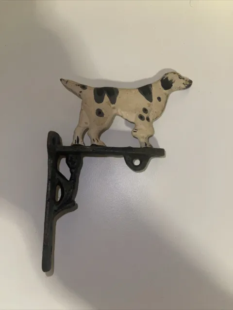 Vintage Cast Iron Bell Holder Painted Pointer Spaniel Dog (no Bell) (35a)