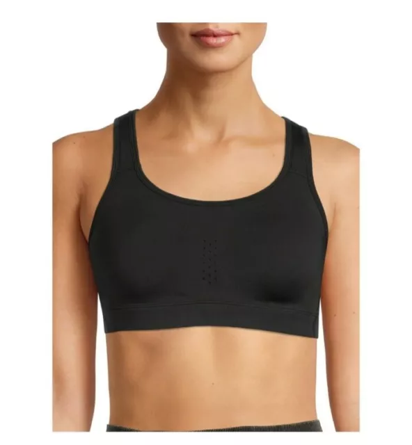 AVIA Black Racerback Medium Support Moisture Wicking Compression Sports Bra - XL