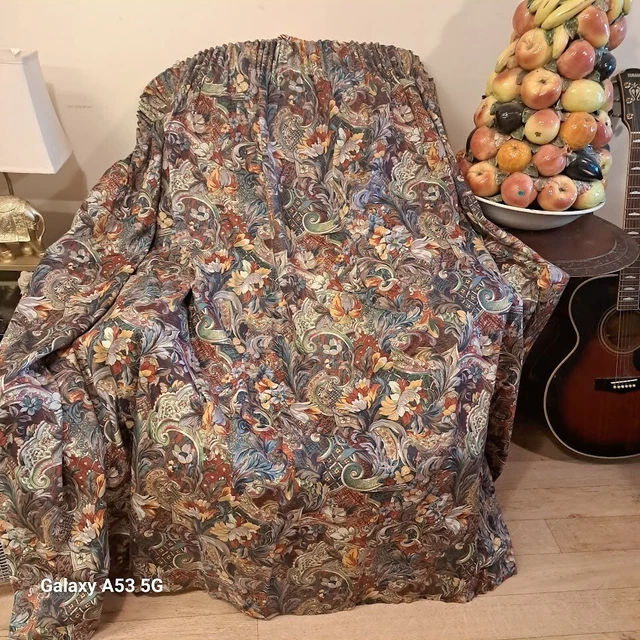 Coppia tende in cotone robusto qualità vintage - foderate -40""Wx55""-BUONE