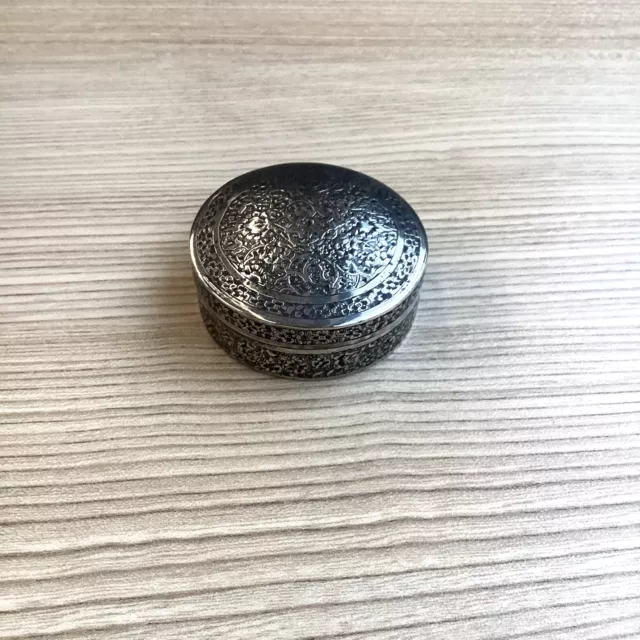 Antique Vintage Decorative Persian Solid Silver Large Pill Box