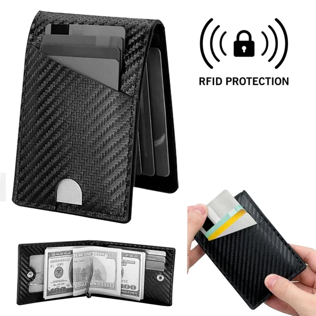 MEN RFID Blocking Slim Money Clip Wallet Credit Card ID Holder Thin Bifold Black