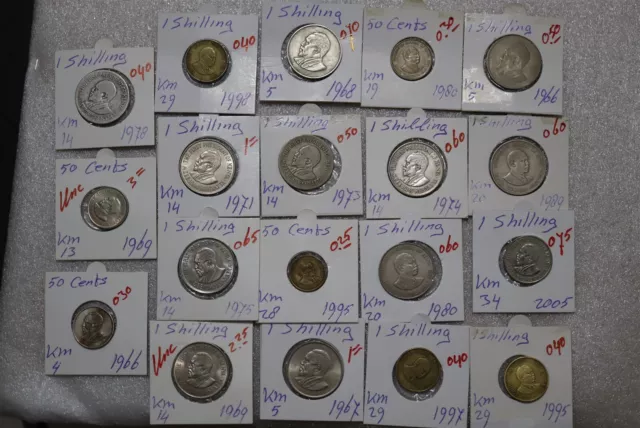 Kenya - 50 Cents + 1 Shilling Collection 19 Coins B49 #496
