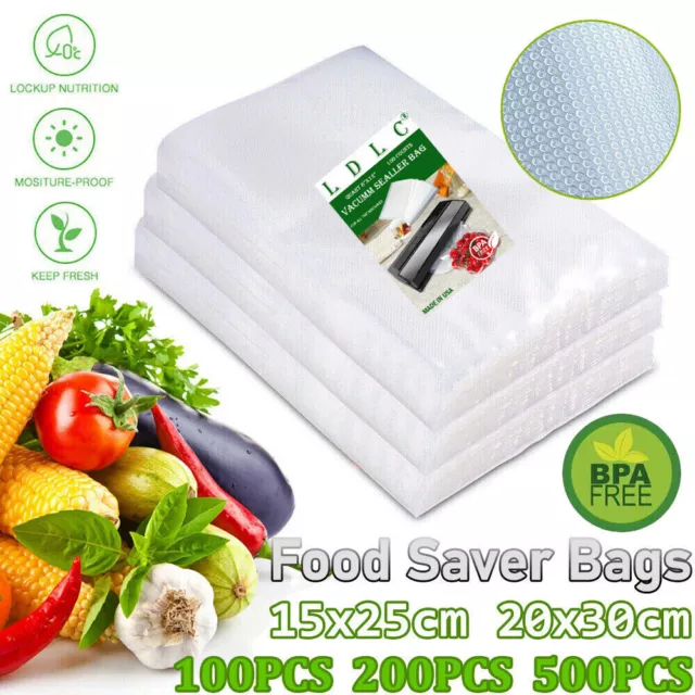 LDLC 500 Quart Vacuum Sealer Bags Embossed Food Saver Storage rools FDA approved