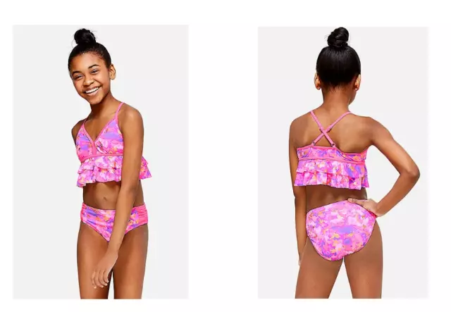 GIRLS JUSTICE SHIMMER Splatter Ruffle Bikini Multiple Sizes New W