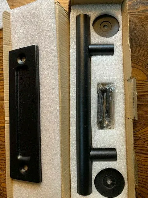 11.75" Heavy Duty Sliding Barn Door Pull Flush Door Handle Black Hardware Kit