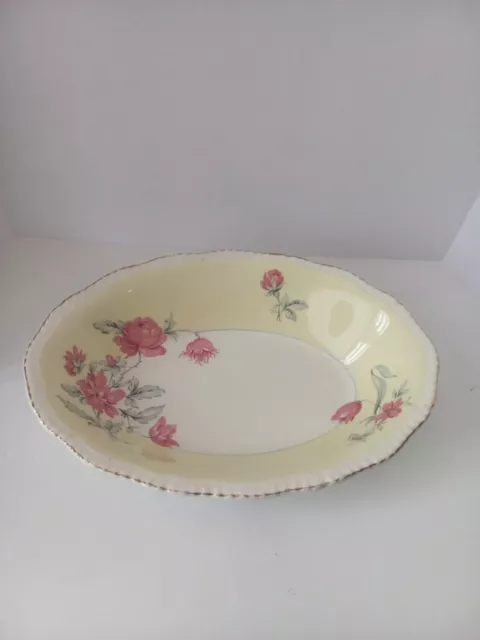 Woods Ivory Ware Serving Dish/Bowl Pink Roses England #450