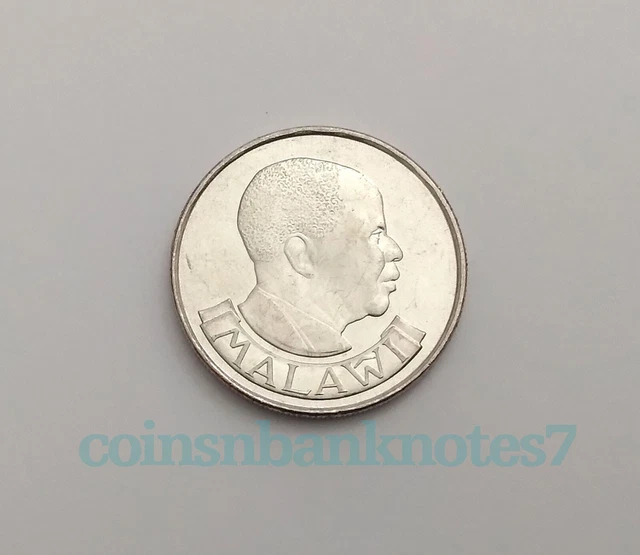 1989 Malawi 10 Tambala Coin, KM #10.2 Uncirculated / President