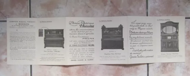 ANCIENNE BROCHURE PIANOS ELECTRIQUE PNEUMA 1920's