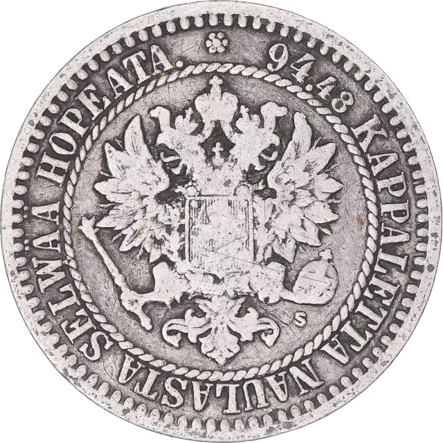 [#1173003] Coin, Finland, Alexander II, Markka, 1866, Helsinki, VF, Silver, KM:3