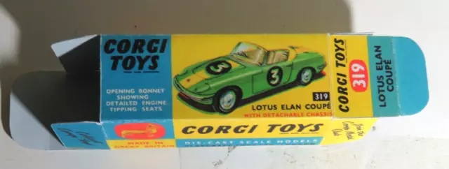 Boîte Vide Corgi Jouets 319 Lotus Elan Coupé / Vide Box Reprobox