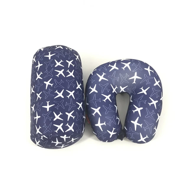 2 Pc Set Micro Bead U Shaped Neck Travel Pillow Lumbar Roll Back Support Cushion