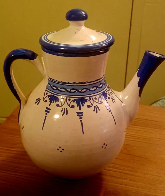 Rare, Signed Cobalt Blue And White Vintage Teapot and Lid
