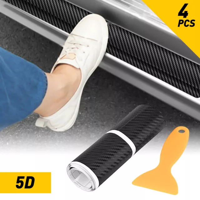 Auto Door Sill Cover Sticker Protector Accessories Universal 5D Carbon Fiber 4X