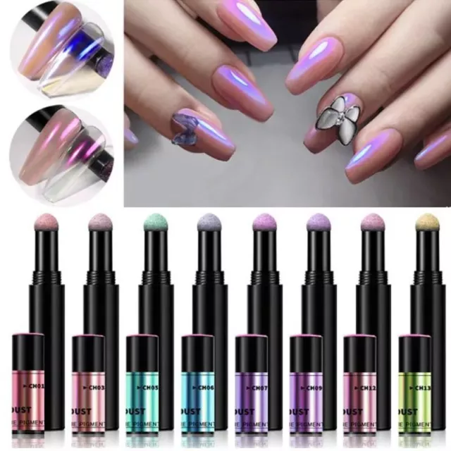 Holographic Transparent Pen Mirror Powder Nail Glitters Art Chrome Manicure Pens