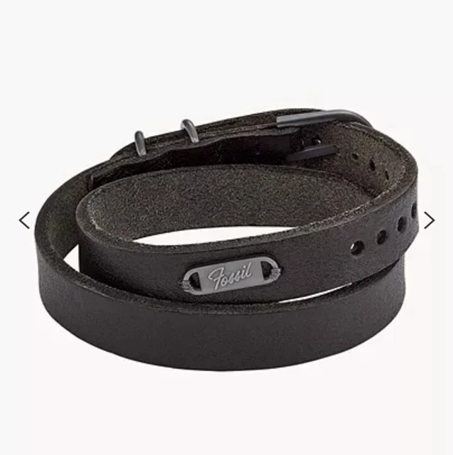 Fossil Mens Heritage Double Wrap Black Leather Strap Bracelet JF04128793 RRP £69