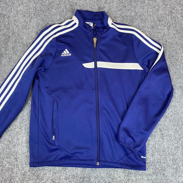 Adidas Jacket Youth Medium Blue Climacool Full Zip Long Sleeve Track Fit
