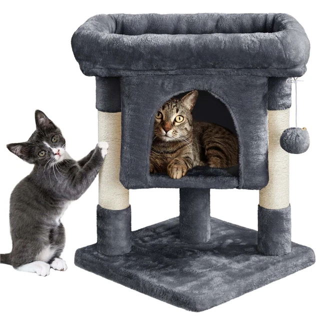 SmileMart 23.5" H 2-Level Cat Tree Condo Tower with Plush Perch, Dark Gray