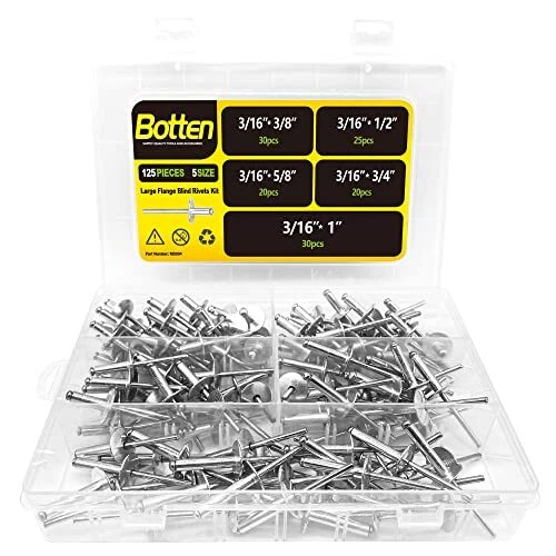 125pcs Large Flange Aluminum Pop Rivets - Assortment Kit