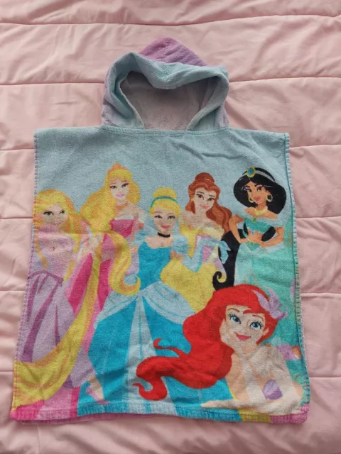 DISNEY PRINCESS Kids Toddler Hooded Poncho Bath Beach Girls Swimming Towel UK