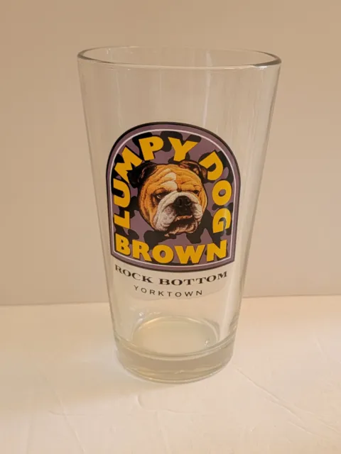 Libbey ROCK BOTTOM Brewery LUMPY DOG BROWN Lager 16oz PINT BEER GLASS Yorktown
