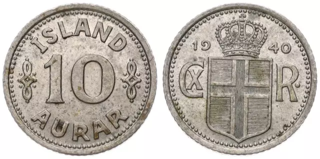 Island - Iceland 10 Aurar 1922-1969 KM# 1, 1a, 10 - verschiedene Jahrgänge