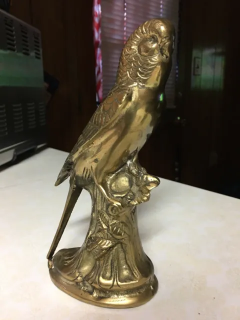Vintage Brass Mid Century Love Bird Figurine On A Branch Statue Taiwan