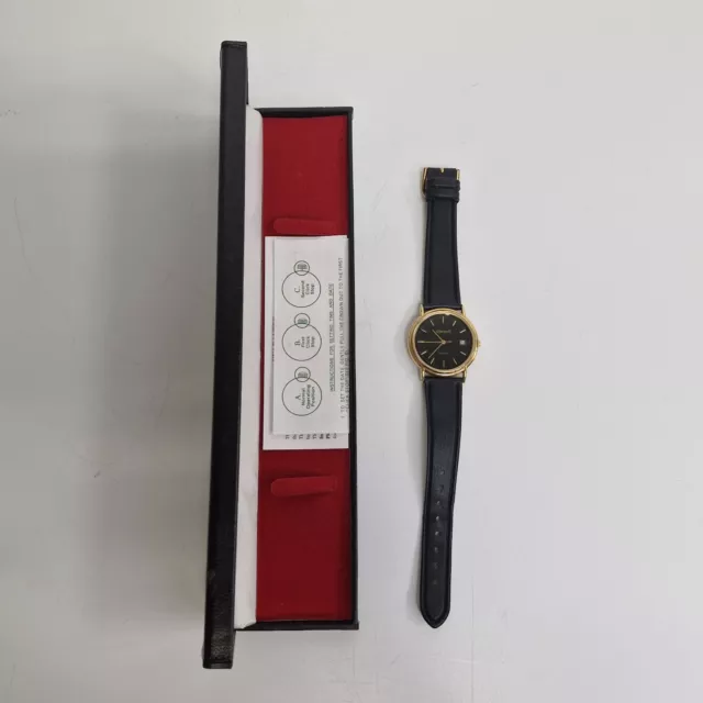 Men's Ingersoll Classic Black Gold Tone Watch Leather Strap in Box