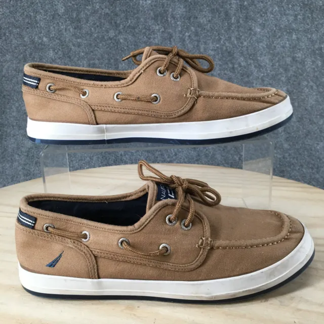 Nautica Boat Shoes Youth 6 Spinnaker Slip On Brown Fabric Low Top Moc Toe Casual