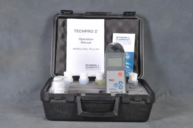 Myron L Company Techpro II TH1 pH/Temp Meter Plus Solutions, Instructions & Case