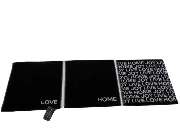 Cawö 3-Set Mini Gästetücher mit Eingewebtem Schriftzug Love Home schwarz Neuheit 2