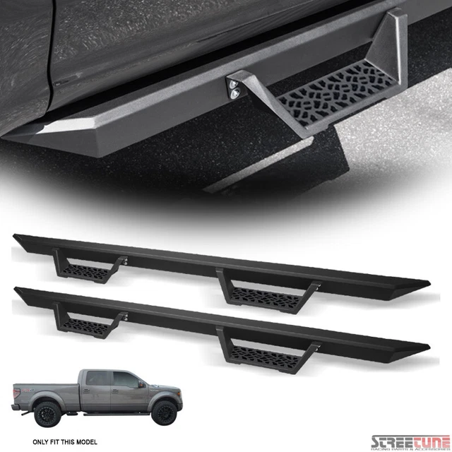 For 15-22 F150/17-21 F250/F350 SuperCrew 5" Oval Matte Black Side Step Nerf Bars