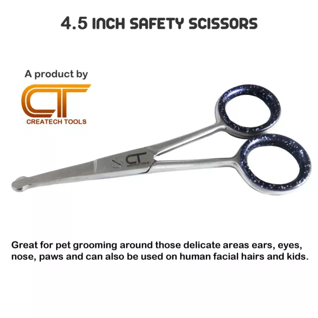 Pet Cat Dog Grooming Scissors Set, Stainless Steel Curved & Safety Round Tip 3