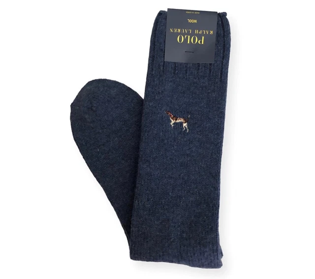 Polo Ralph Lauren Men's Denim Blue Pointer Dog Wool Blend Socks Size 10-13 NWT Polo Ralph Lauren Men's Denim Blue Pointer Dog Wool Blend Socks Size 10-13 NWT