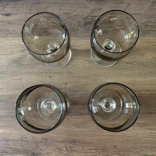 Vintage Smoky French Small Wine Sherry Glasses 3