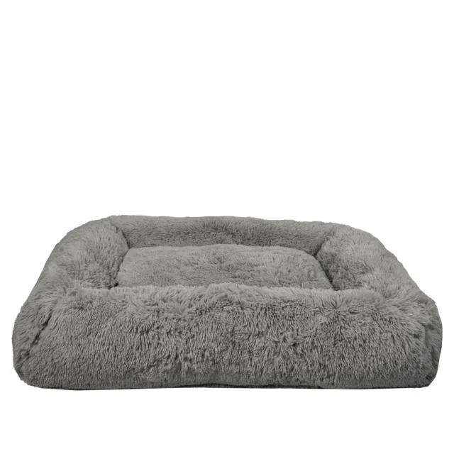 Vibrant Life Large Furry Bolster Dog Bed, Taupe