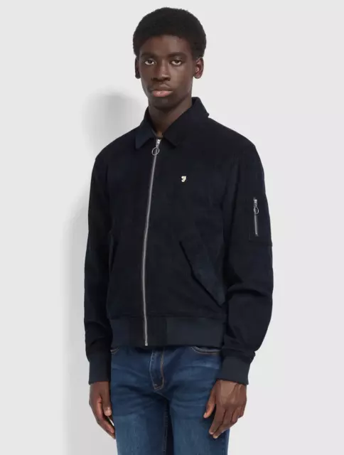 FARAH SUGGS BOMBER Jacket F4RFA014 Navy Small BNWT RRP 135