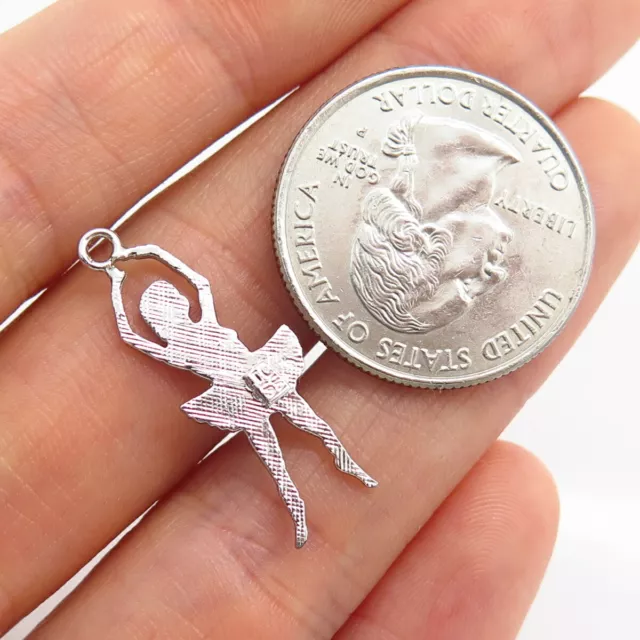 925 Sterling Silver Vintage Dancing Hawaiian Hula Girl Charm Pendant 2