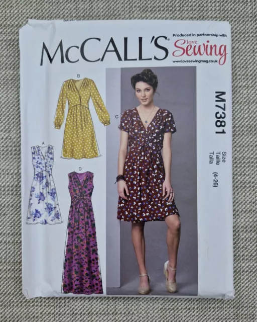 McCalls Sewing Pattern M7381 For Ladies Dresses