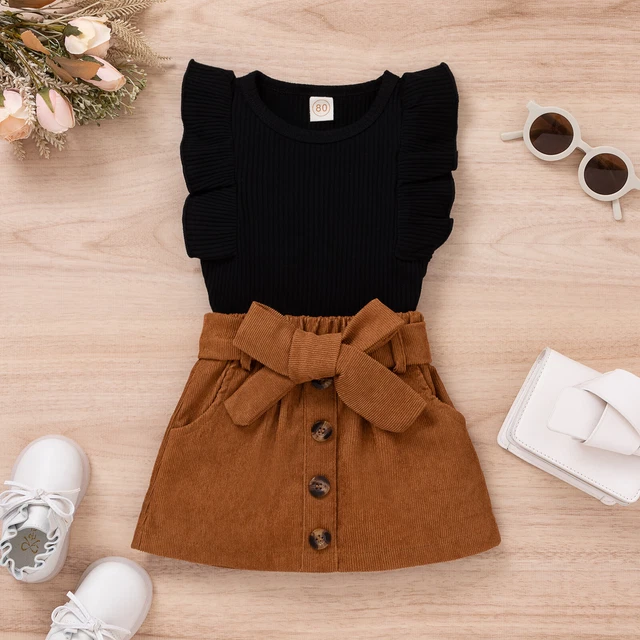 Abiti per bambina vestiti casual t-shirt top + pantaloncini gonne set abito 2