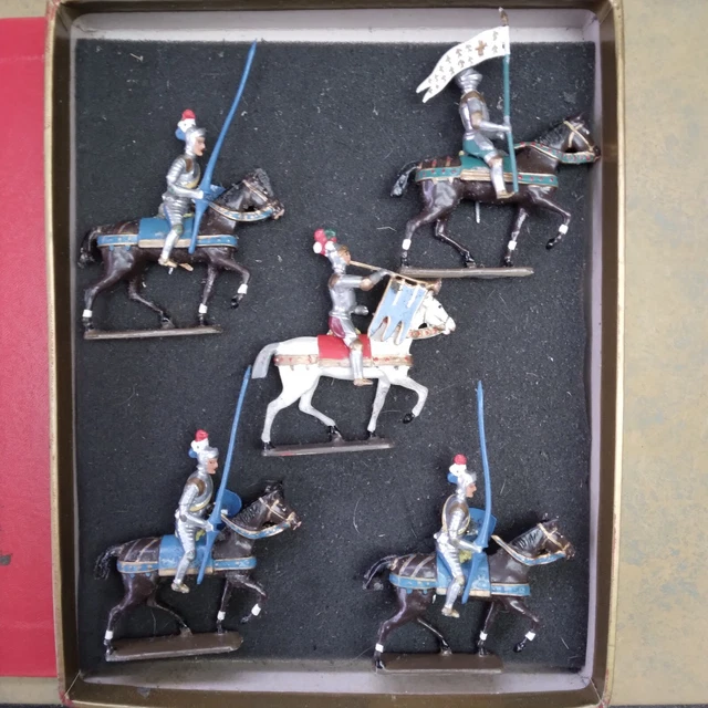 Lot De 3 Chevaux Anciens CBG Mignot - Moyen Âge - Figurines Plomb 54mm - Occasion