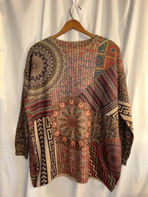 Incredibly Soft Cotton Wool Blend Printed Pullover Sweater Size M/L