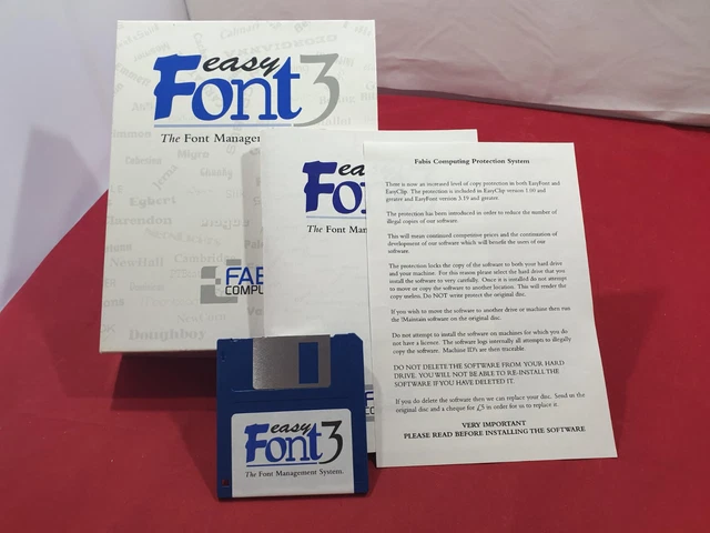 EASYFONT 3 THE Font Management System Software and Manual For Acorn ...