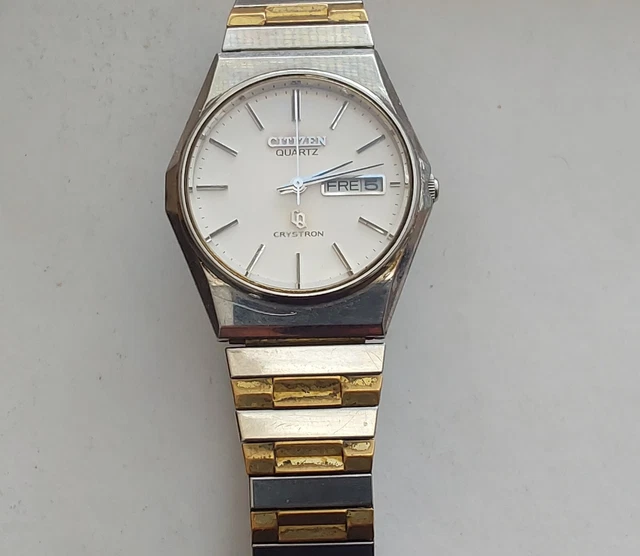 Vintage Men's Citizen Crystron Quartz Stainless Steel Watch 4-851030 TA Vintage Men's Citizen Crystron Quartz Stainless Steel Watch 4-851030 TA