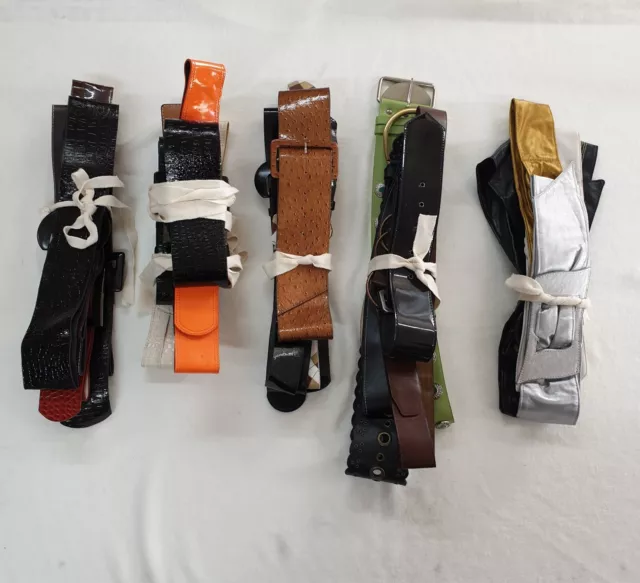 Faux Leather Belts Mixed Job Lot,5Pcs Bundle,6cms – 9cms Wide Mix Colors & Sizes 3