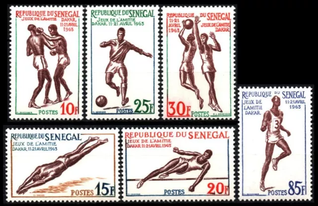 1963 Senegal N° 217/222 ** SPORTS Sg , Senegal 1963 SPORTS Games, Dakar Set MNH