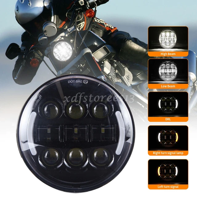 Phare Projecteur LED 5.75" 45W Bleu Pour Harley Sportster - Hi/Lo - Température 6500K-7000K