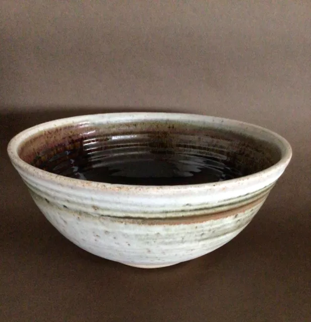 Large stoneware studio pottery bowl —signed